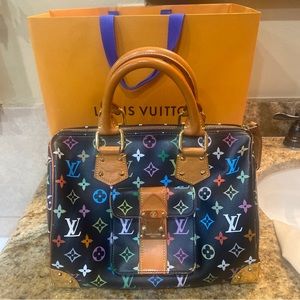 Louis Vuitton Monogram Black Multicolor Speedy 30